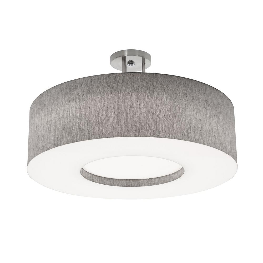 AFX 24 In 3 Light Grey White Transitional Flush Mount With Shade   Grey White Afx Flush Mount Ceiling Lights Mcf2432mb Gy 64 1000 