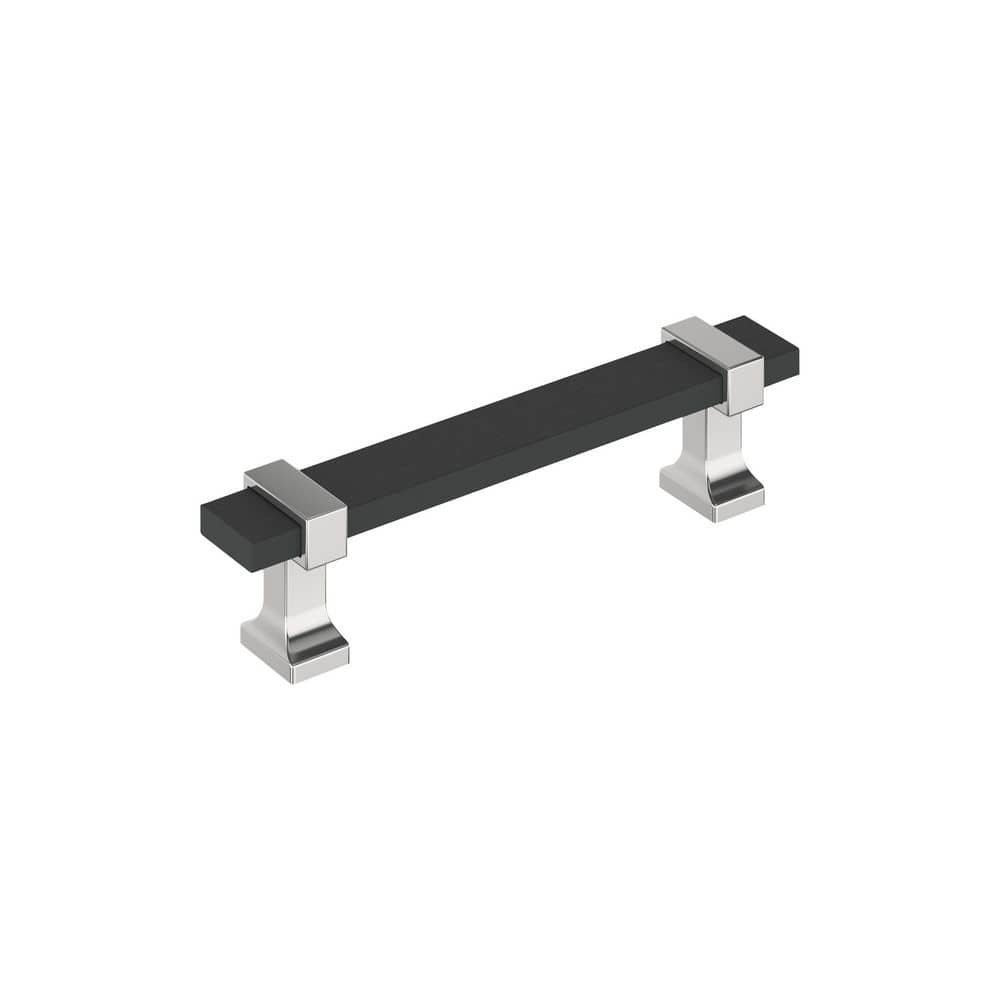 Overton 3-3/4 in. (96mm) Center-to-Center Modern Brushed Matte Black/Polished Chrome Bar Cabinet Pull price history on PriceWatchPro
