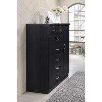 7-Drawer Black Chest of Drawers with Door