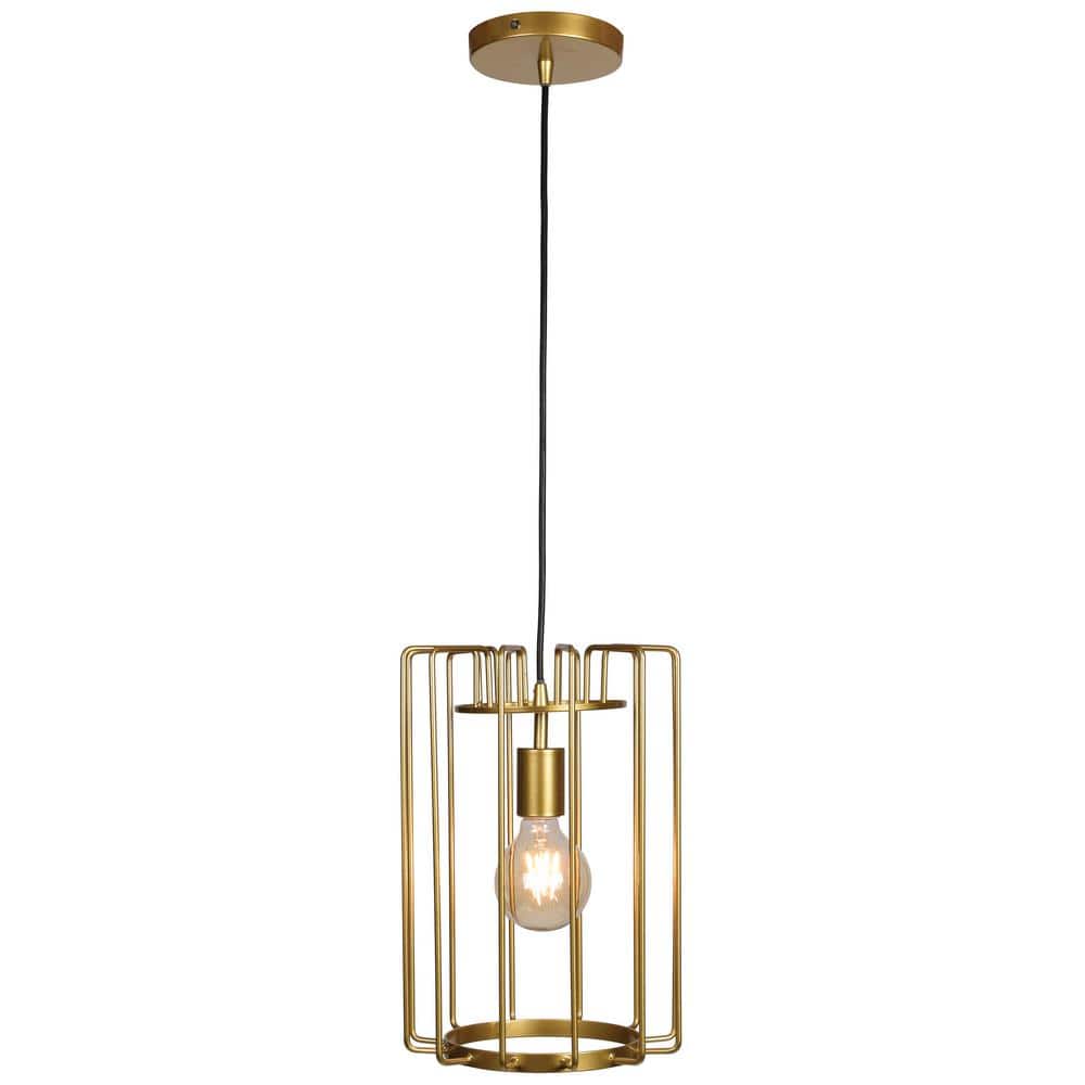 Wired 1-Light Gold Cage Pendant Light