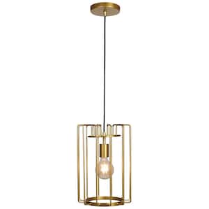 Wired 1-Light Gold Cage Pendant Light