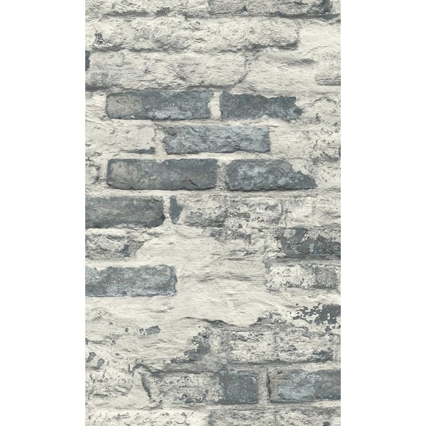 Walls Republic Grey and White Concrete Brick Print Non-Woven Paper Paste the Wall Textured Wallpaper 57 sq. ft.