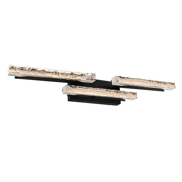 Valira Integrated LED 36 in. 3 Light Black Vanity Light