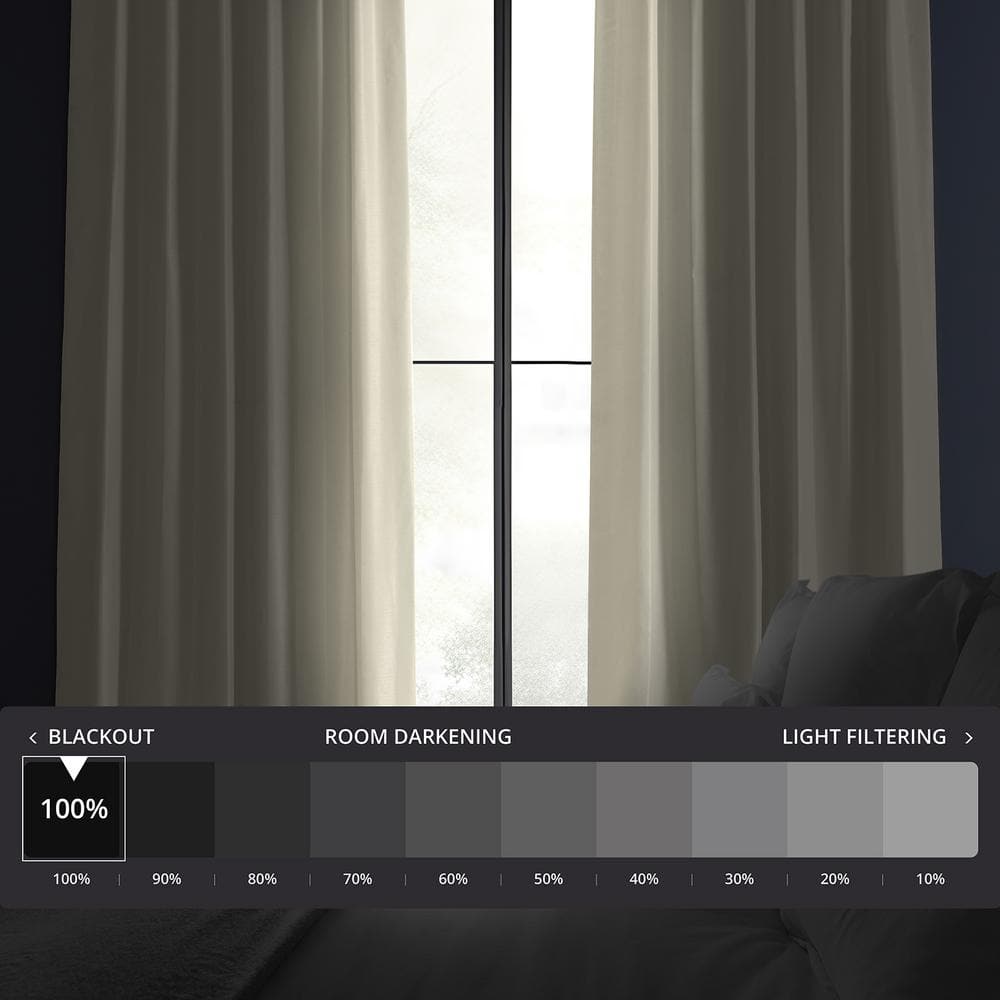 Extra Long Off-White Blackout Faux Silk Drapes