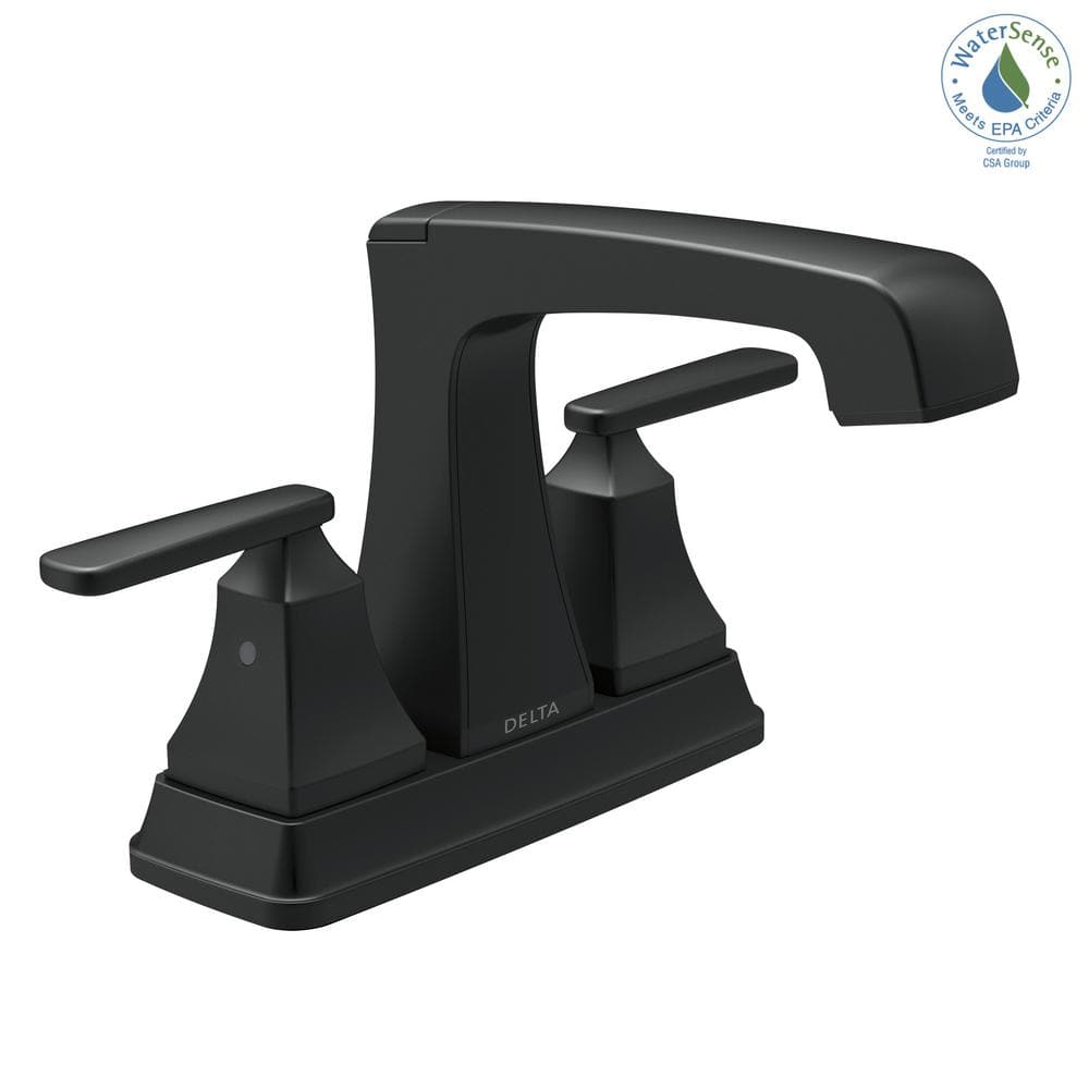 Matte Black Modern Centerset Bathroom Faucet with Drain Assembly