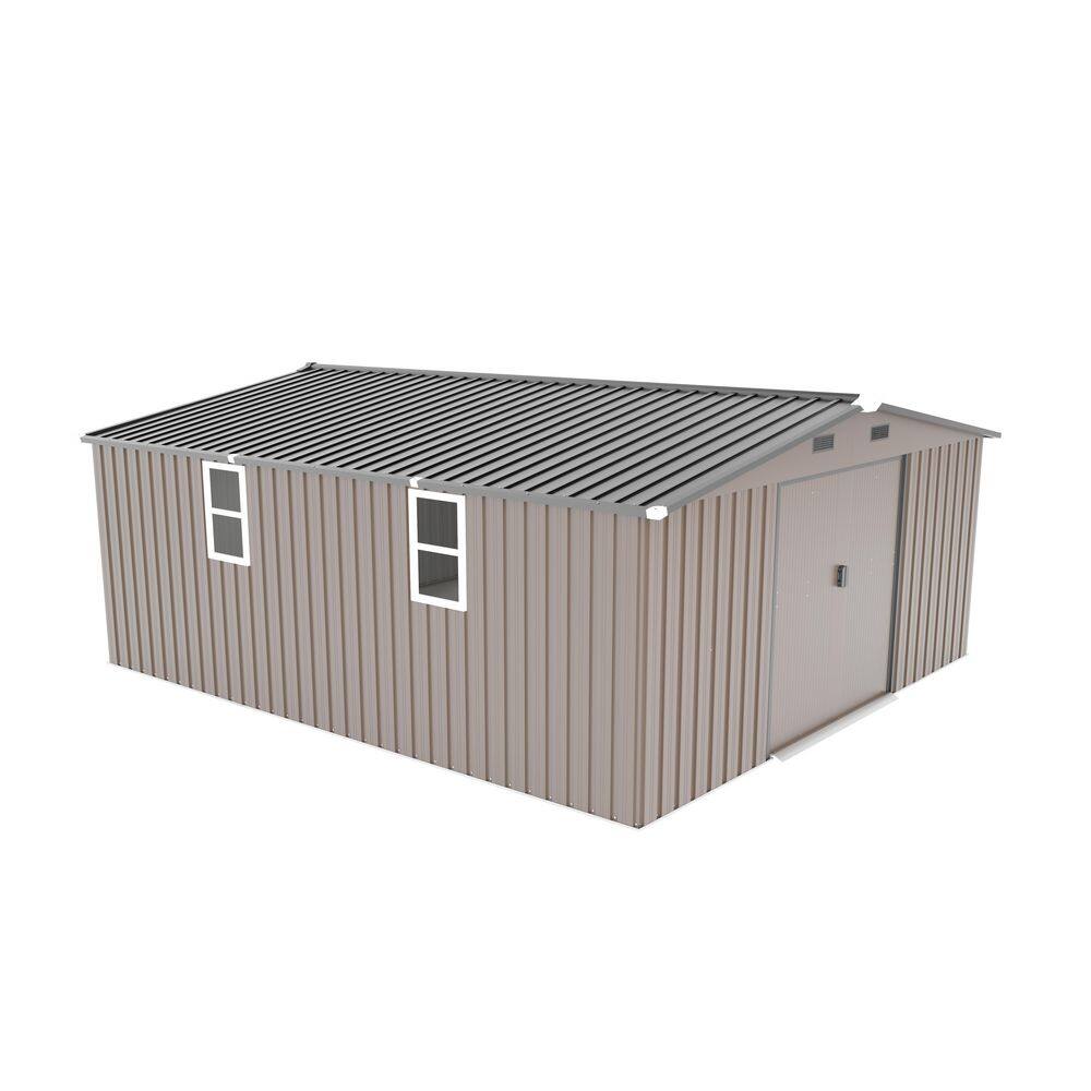 10 ft. W x 12 ft. D Brown Outdoor Metal Shed with Two Windows, Double Doors (120 Sq. ft. ) price history on PriceWatchPro
