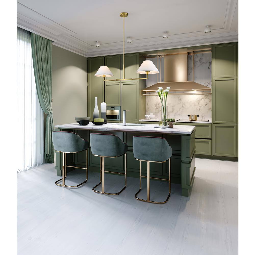 Luxe Gold and White Linen 2-Light Linear Chandelier