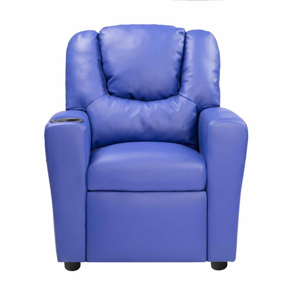 MAYKOOSH Navy Microfiber Push Back Kids Recliner Chair 13490MK - The ...