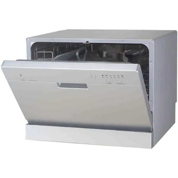 SPT Countertop Dishwasher in Silver with 6 Wash Cycles