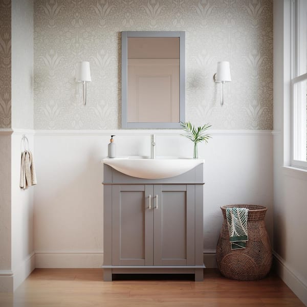 Fresca Hartford 30 in. Single Sink Transitional Gray Bath Vanity with White Ceramic Top and Integrated Sink