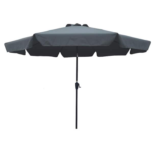Tidoin 10 ft. Steel Market Tilt Patio Umbrella in Dark Gray