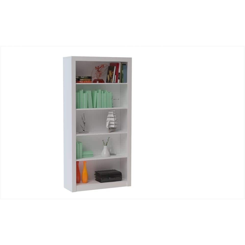 Modern White Wood 72'' High Rectangular Shelf Bookcase