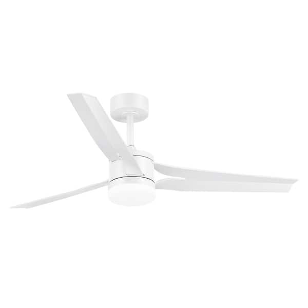 Breezary Carolen 52 in. Indoor Integrated LED White Ceiling Fan with Light and Remote Control Included