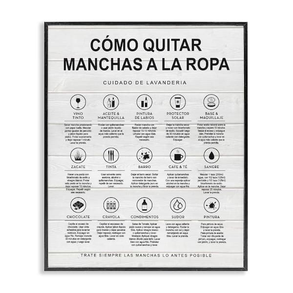 Stupell Industries Lavanderia Stain Guide Farmhouse by Lettered and Lined Black Framed Typography Giclee Art Print 20 in. x 16 in.