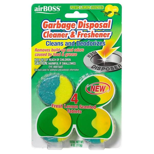 airBOSS Fresh Lemon Scent Garbage Disposal Cleaner contains 4 tablets (3-Pack)