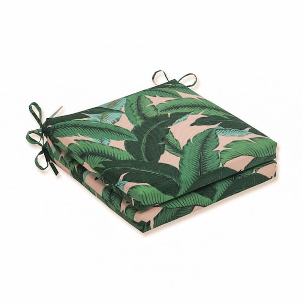 Pillow Perfect Floral 20 in. x 20 in. Outdoor Dining Chair Cushion in Green/Pink/Blue (Set of 2)