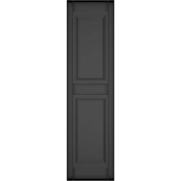 Builders Edge - 14.75 in. x 59 in. Raised Panel Vinyl Exterior Shutters Pair in Black