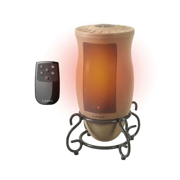 Designer Series 1500W 16 in. Electric Oscillating Forced Air Ceramic Tower Space Heater in Beige, 2-Speeds, Remote