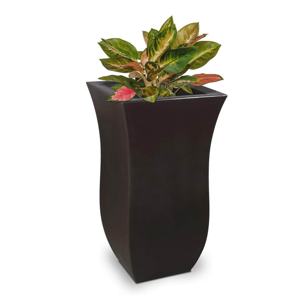 Espresso Polyethylene Tall Outdoor Planter with Double Wall