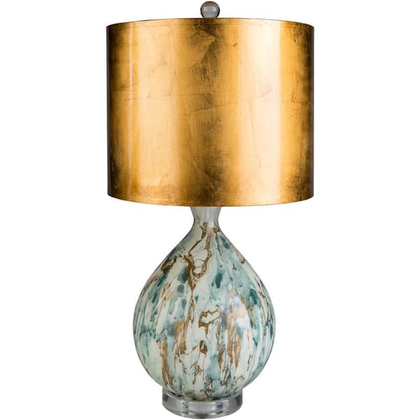 Artistic Weavers Lilford 25 in. Multi-Color Indoor Table Lamp with Gold Drum Shaped Shade