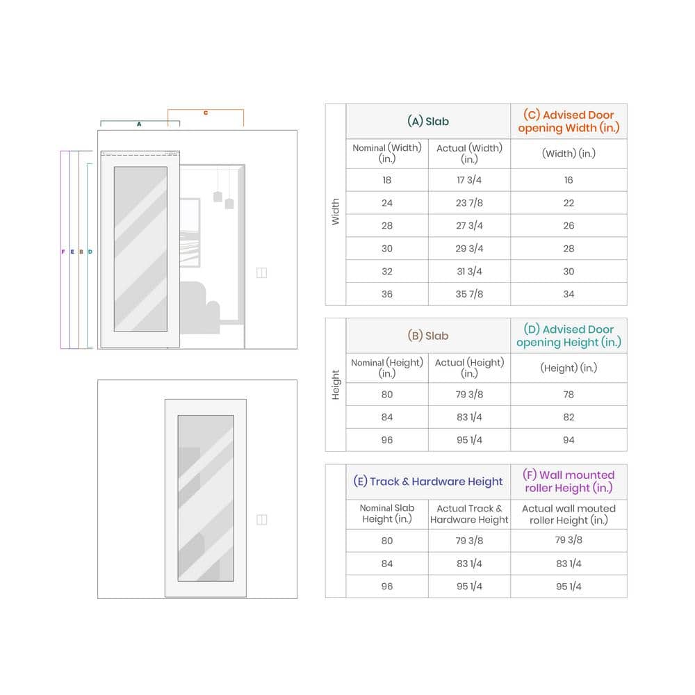 Gray Oak 24" Frosted Glass Solid Core Sliding Barn Door Kit