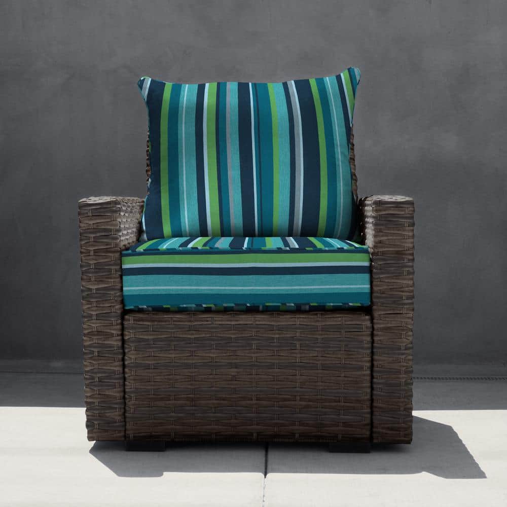 Colorful Nautical Stripe Poolside Outdoor Chair Cushion