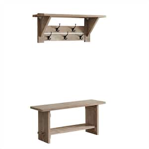 Castleton Driftwood 40"W Bench and Coat Hook with Shelf