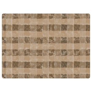 Textured Check Khaki 35 in. x 47 in. 9 to 5 Desk Chair Mat