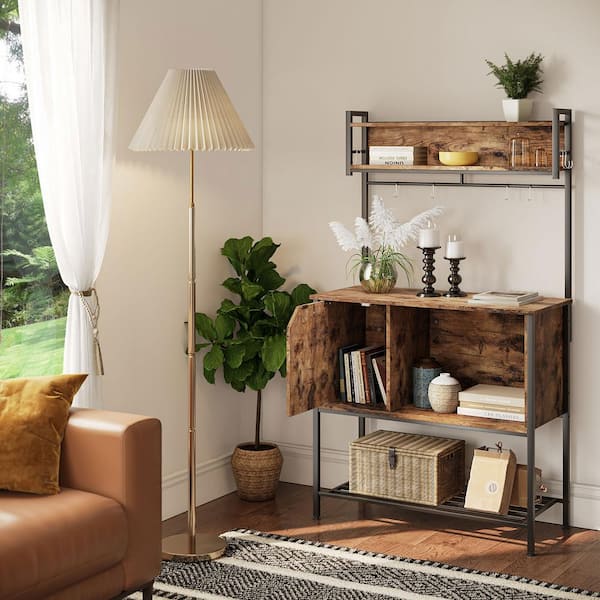 Bestier 60 in. Tall, Natural Brown Modern Multifunctional Hutch with Hanging Hooks