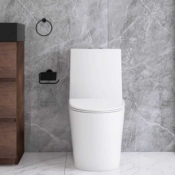 Boosicavelly 1-piece 1.1/1.6 GPF Dual Flush Elongated Toilet in White Seat Included