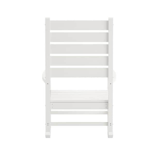 TAYLOR + LOGAN White Plastic Outdoor Rocking Chair in White (Set