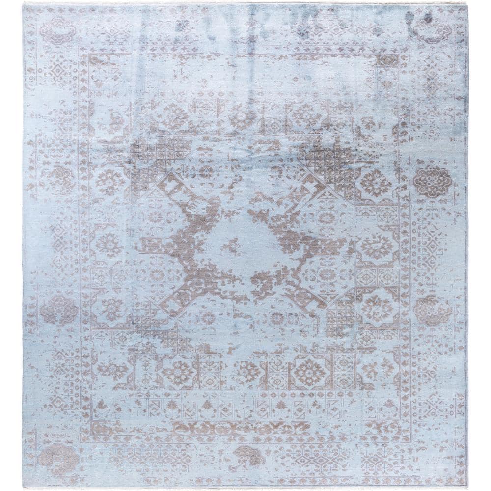 Ikat Blue 9 X 12 Hand-Knotted Wool Silk Indoor Area Rug price history on PriceWatchPro