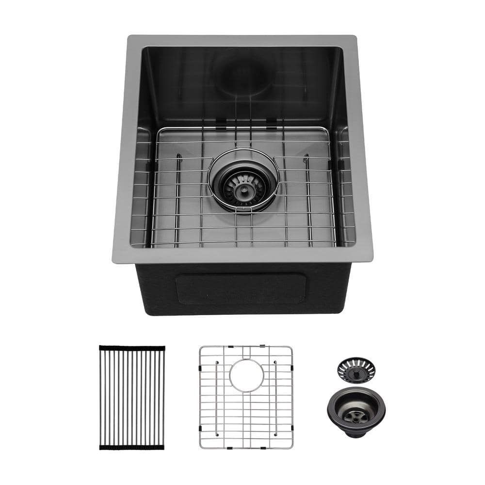 17 in. x 15 in. 16-Gauge Stainless Steel Undermount Kitchen Bar Sink, Wet B