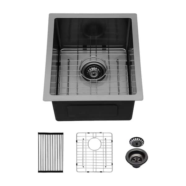 Unbranded 17 in. x 15 in. 16-Gauge Stainless Steel Undermount Kitchen Bar Sink, Wet Bar or Prep Sinks Single Bowl with 10 in. D
