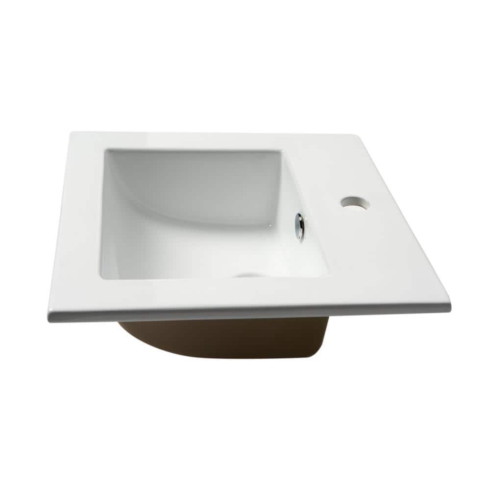 White Ceramic Square Drop-In Bathroom Sink with Overflow