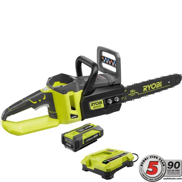 RYOBI 14 in. 40V Brushless Lithium-Ion Battery Chainsaw 1.5 Ah