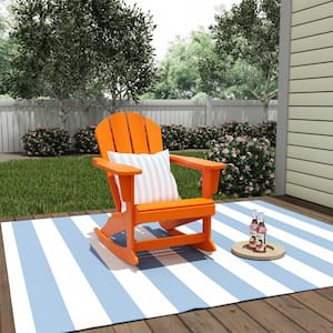 Laguna Fade Resistant Outdoor Patio HDPE Poly Plastic Adirondack Porch Rocking Chair in Orange