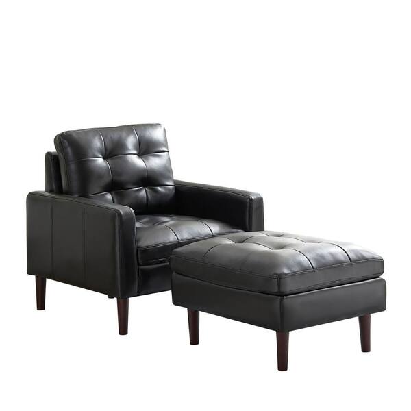 black leather snuggle chair