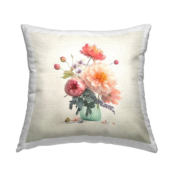 Stupell Industries Budding Flower Bouquet Multi-Color Square Outdoor Throw Pillow