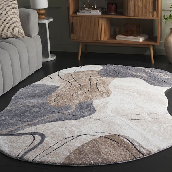 Contour 5 ft. x 8 ft. Gray/Ivory Abstract Area Rug
