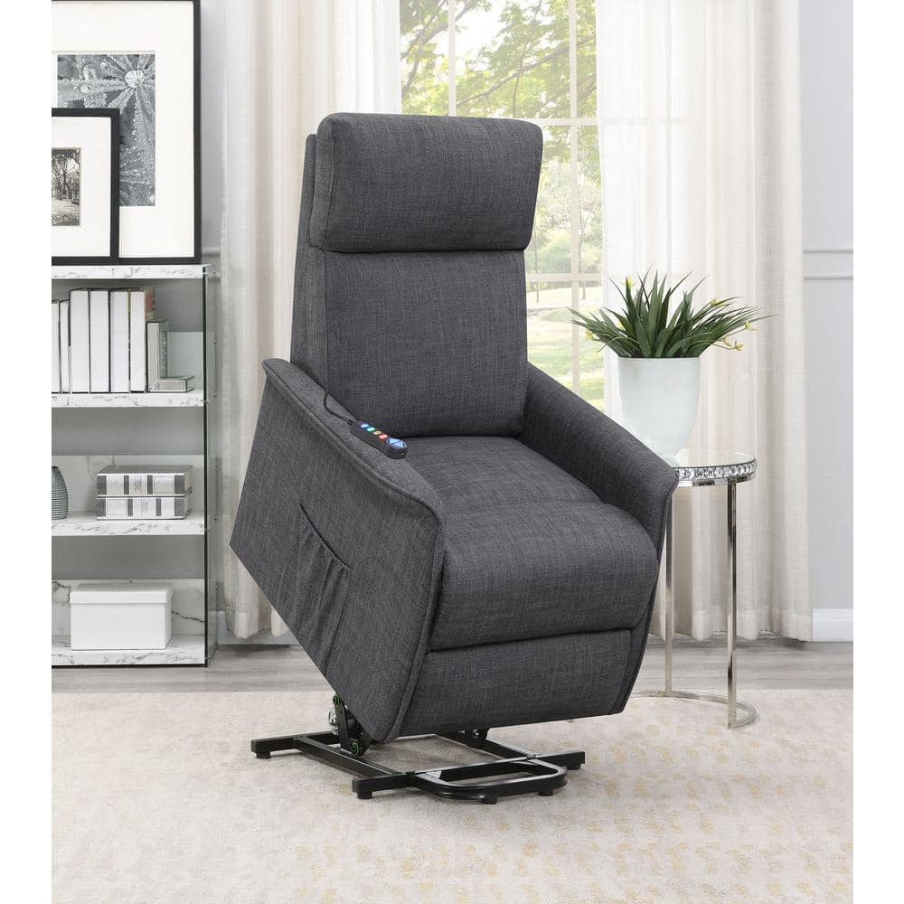 Gray Microfiber Power Lift Recliner with Massage Function