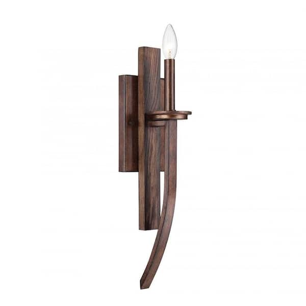 Filament Design Norman Dark Wood and Guilded Bronze Wall Sconce