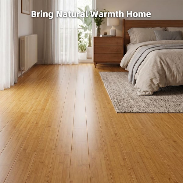 37.8 in. L x 3.78 in. W x 0.6 in. T Click-Lock Natural Solid Bamboo Hardwood Flooring, Honey (19.84 sq. ft. /Case)