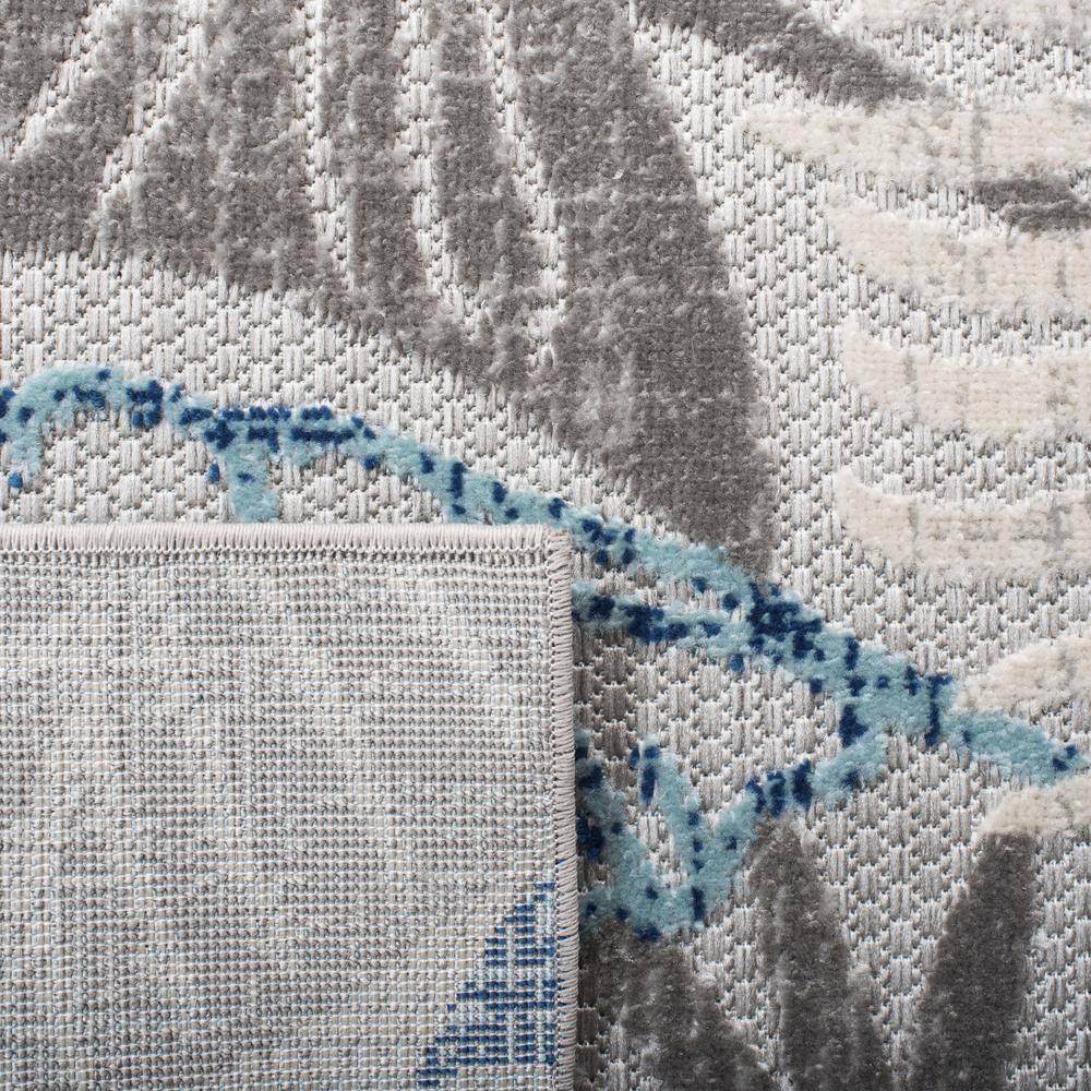 Cabana Floral Square Easy-Care Blue Synthetic 79" Area Rug