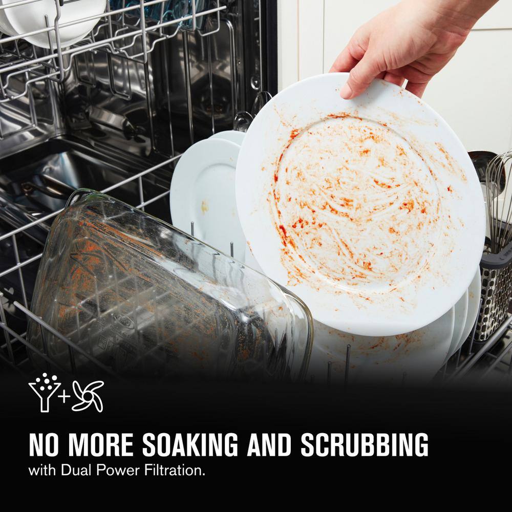 Fingerprint Resistant Stainless Steel Tub Dishwasher with Dual Power Filtration