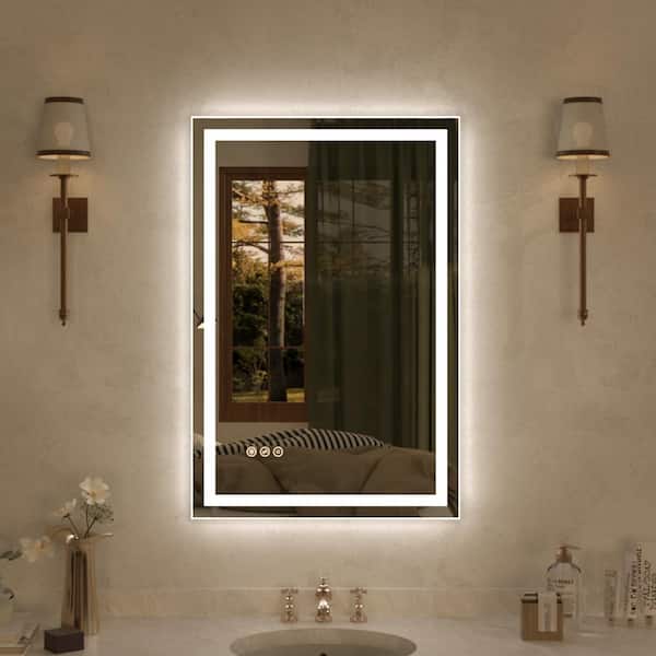 Hermitage Bath Spring 20 in. W x 30 in. H Rectangular Frameless LED Wall Bathroom Vanity Mirror