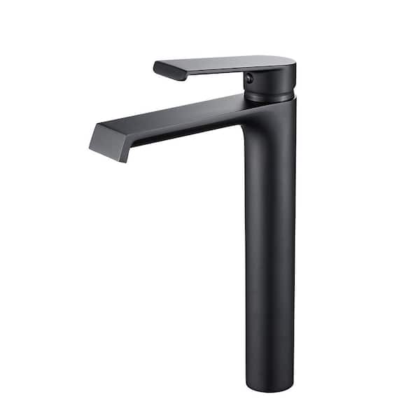 FURUISI Single Handle Single Hole Bathroom Faucet with Supply Lines and Spot Resistant in Matte Black