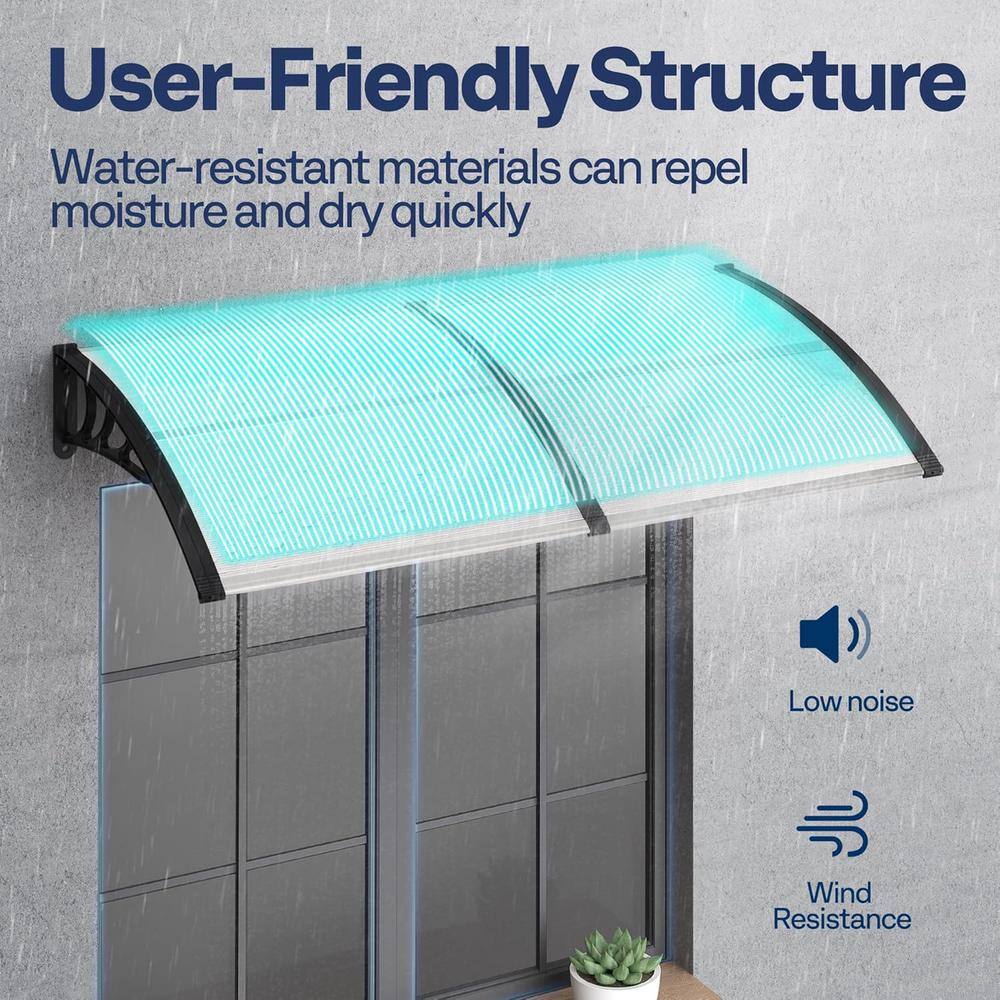Clear Polycarbonate and Black Aluminum Window Door Awning
