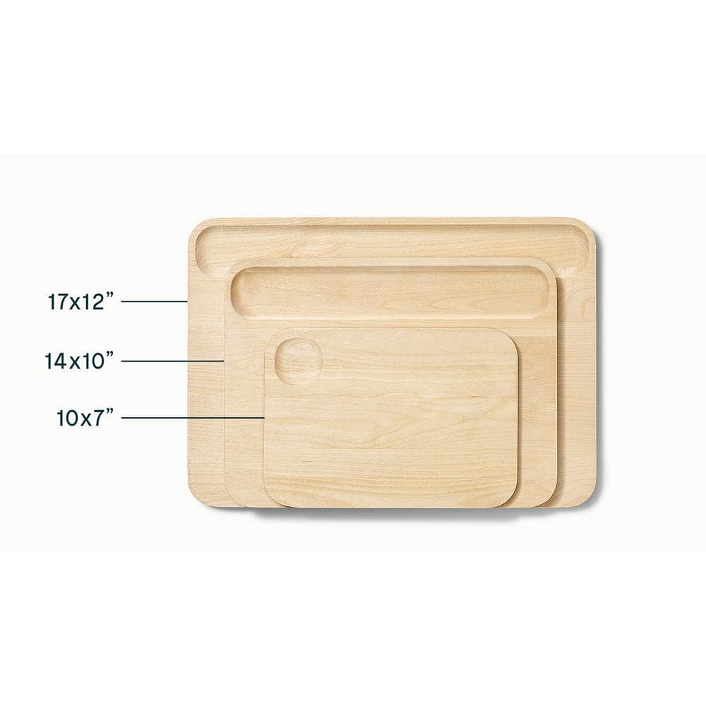 Birch Wood 4-Piece Cutting Board Set with Storage Rack