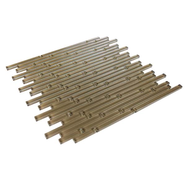 New Era Brown 12 in. X 12 in. Interlocking Glossy Glass Mosaic Wall Tile (9 sq.ft./Case)
